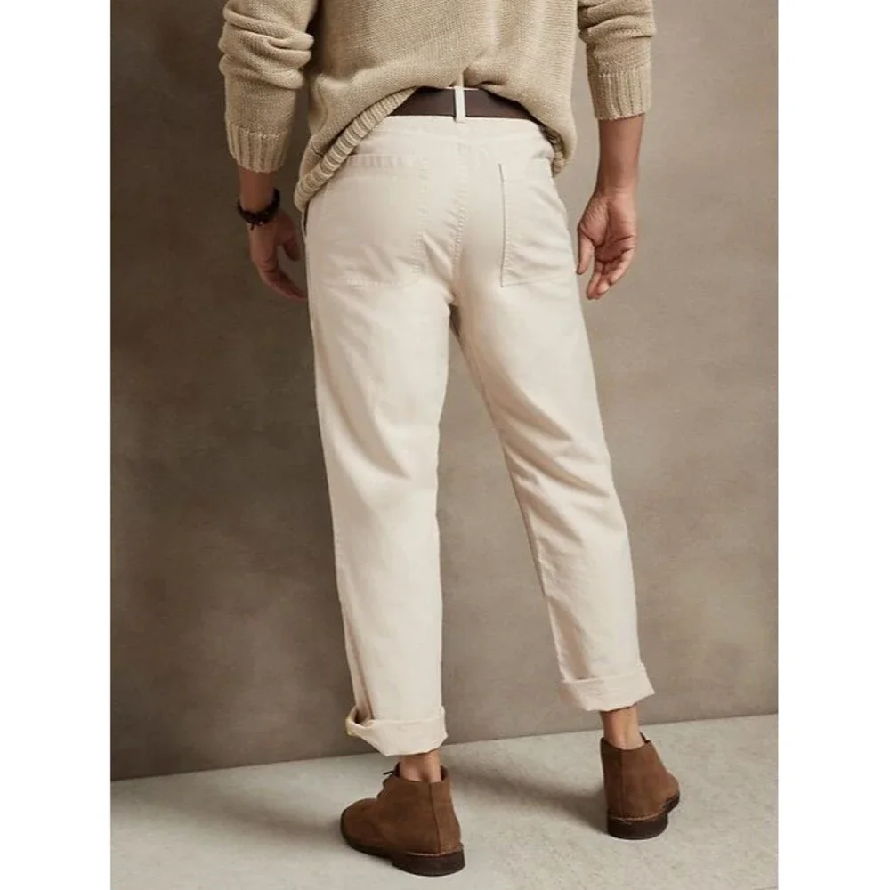 Banana Republic Dockside Pants Mens 35 Cliff Beige Linen Blend Beach Vacation